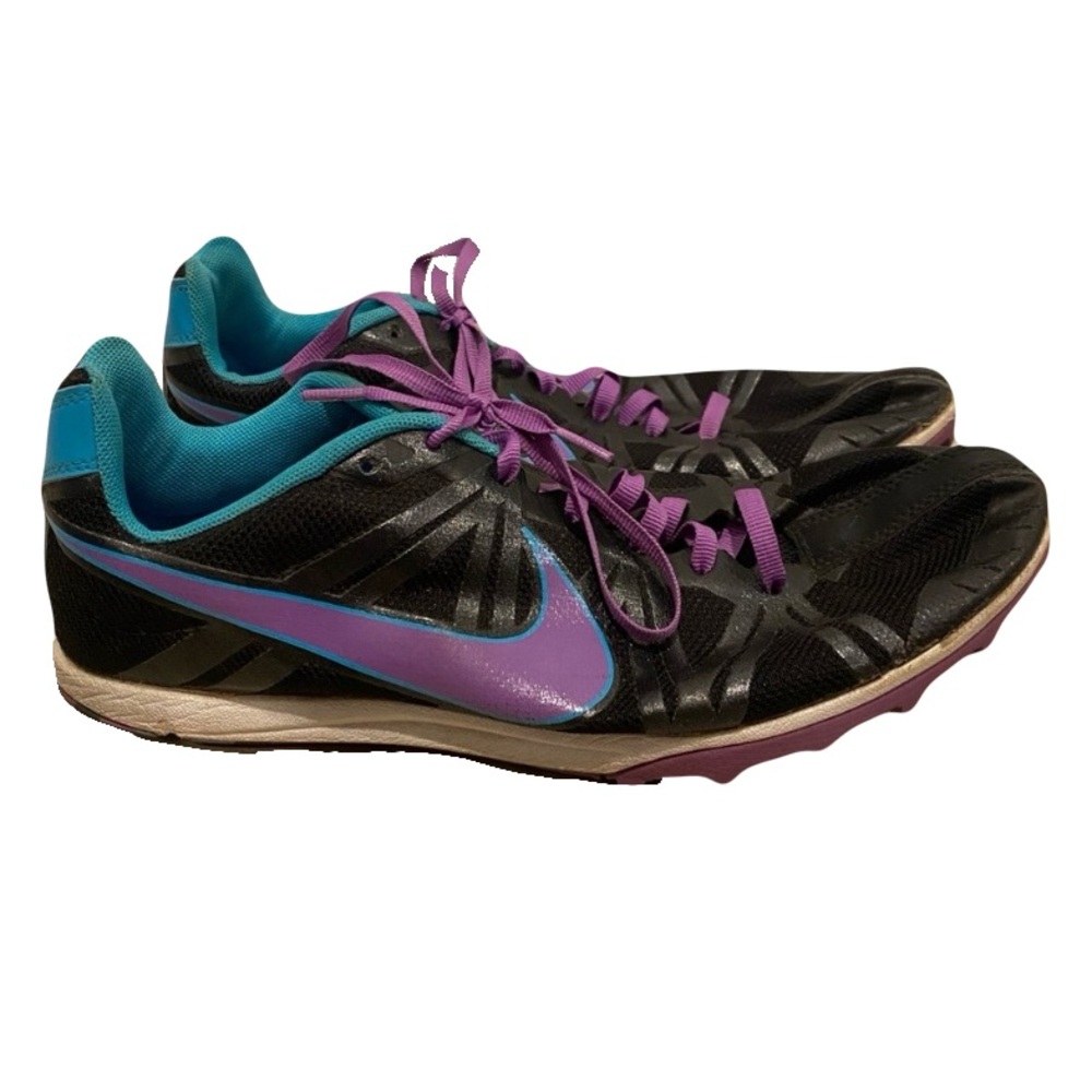 NIKE Track & Field JANA STR WFLE Black Purple Teal Running Shoes - Picture 1 of 7